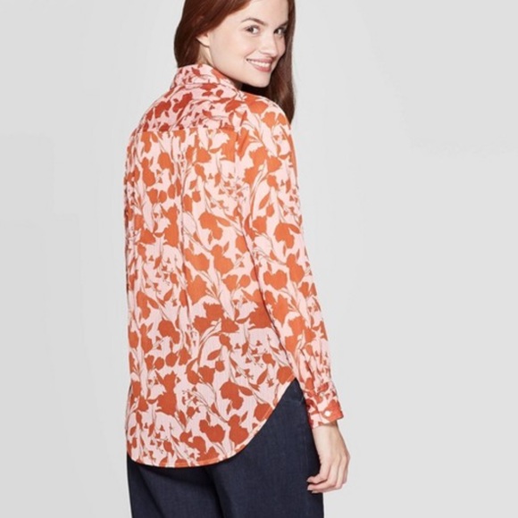 A New Day Floral Light Pink/Rust Blouse - Picture 3 of 8